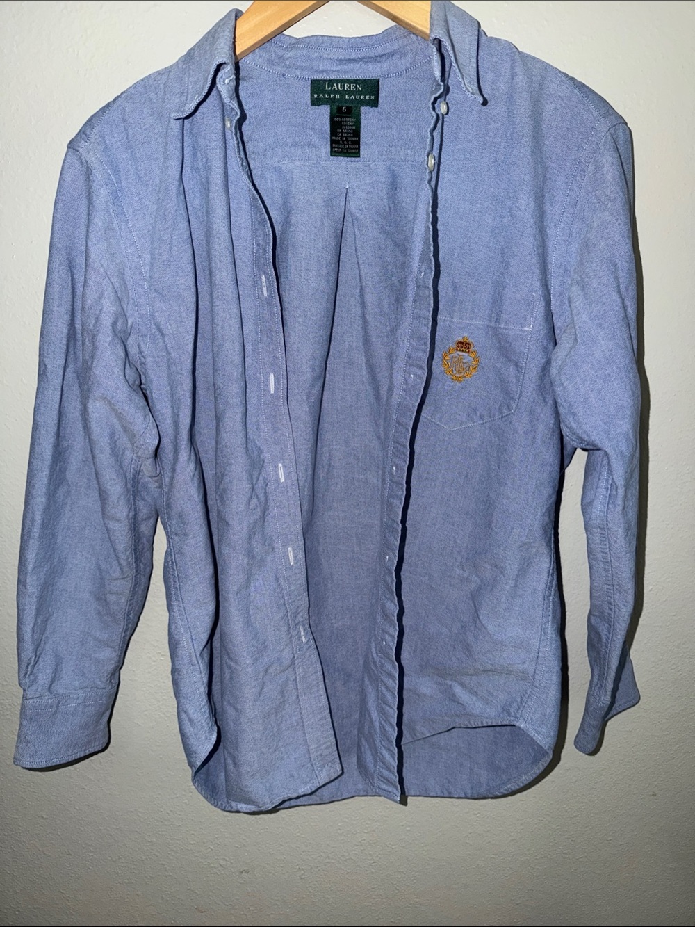 Lauren Ralph Lauren Light Blue Oxford Button-Down with Embroidered Crest